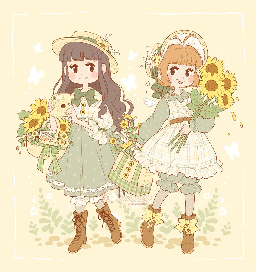 大道寺知世 ,木之本桜 「So ready for sunny summer sunflowers 💛�」|✿ Celesse ✿のイラスト