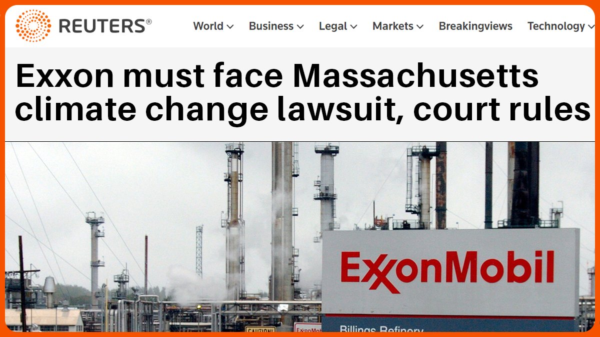 BREAKING: In a landmark case, the high court of Massachusetts just ruled 7-0 that Exxon must face trial for deceiving the public over climate change. What happens when judges act with integrity.

Huge step toward justice. Great precedent for the planet.👊 
reuters.com/business/energ…