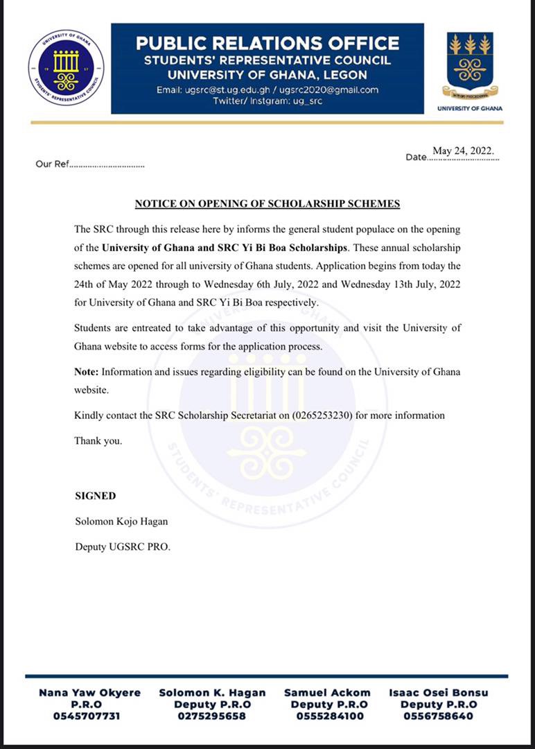 Ug_src's tweet photo. NOTICE ON OPENING OF SCHOLARSHIP SCHEMES 

#UGvi 
#UGSRC https://t.co/4hnyhWqivc
