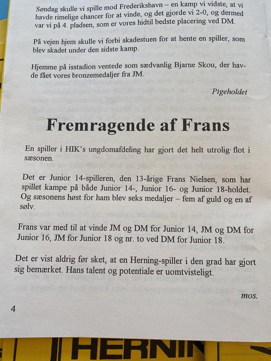 Thomsen79's tweet photo. Tak for alt Frans, du er og vil altid være den største i dansk ishockey, vi er mange fra Herning der aldrig var i tvivl om at du var noget særligt. Tak for alt det du har gjort for dansk ishockey, mens du har bevaret begge ben på jorden…. Her fra gode gamle “hockey nyt” https://t.co/Tw6MFFG2Yj