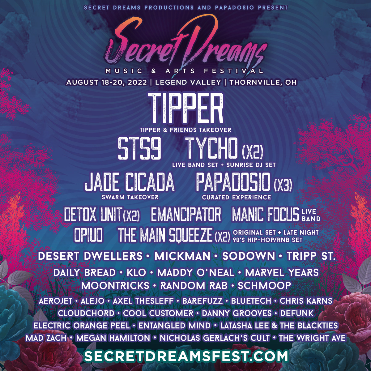 PartyGuruUS's tweet photo. 🎉 FESTIVAL ALERT! 🎊

Join us for @SecretDreamsOH ft @tippermusic &amp; Friends Takeover, @STS9, @papadosio, @JadeCicada 's Swarm Takeover, @DetoxUnit , @emanc  + many, many more August 18th - 20th at Legend Valley in Ohio!

https://t.co/rgEbzATSQx for full info and tickets! https://t.co/77haYf3cj5