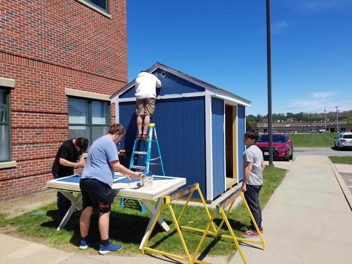 Construction Tech at CHS finishing up another shed.