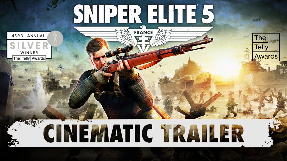 Rebellion won 3 x Silver awards at the <a href="/tellyawards/">The Telly Awards</a> for our work on the #SniperElite5 Cinematic Trailer!✨

Congrats to the <a href="/RebellionFilmTV/">Rebellion Film Studios</a> &amp; <a href="/Audiomotion/">Audiomotion Studios</a> teams for🥈in:
👉Best Directing
👉Best Art Direction
👉Best Visual Effects

Watch The Trailer | lnkd.in/eFnsPVxH