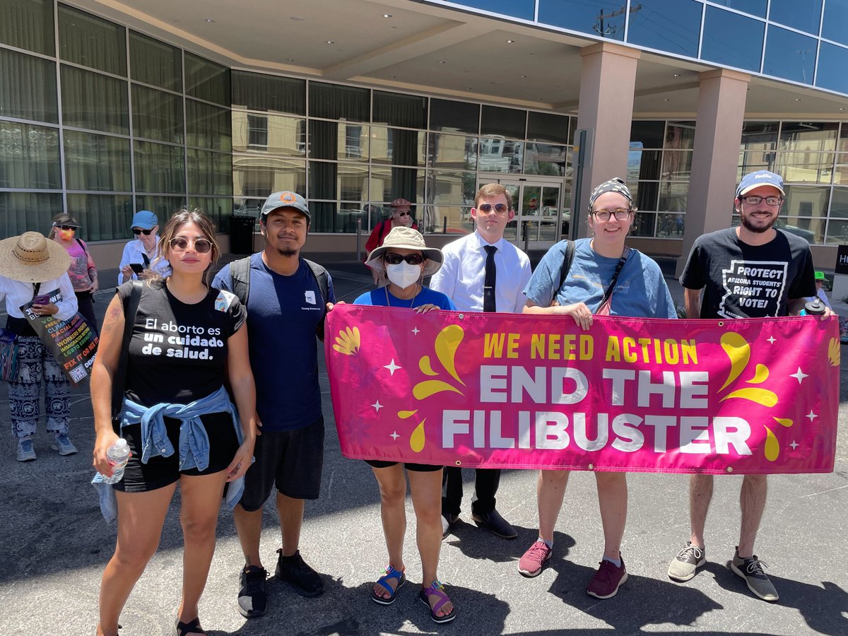 mcyd_az's tweet photo. We traveled to Tucson demanding Senator Sinema to End the Filibuster now! #SitInToSaveAmerica #EndTheFilibuster @SenatorSinema https://t.co/9oO0ZZXNgM