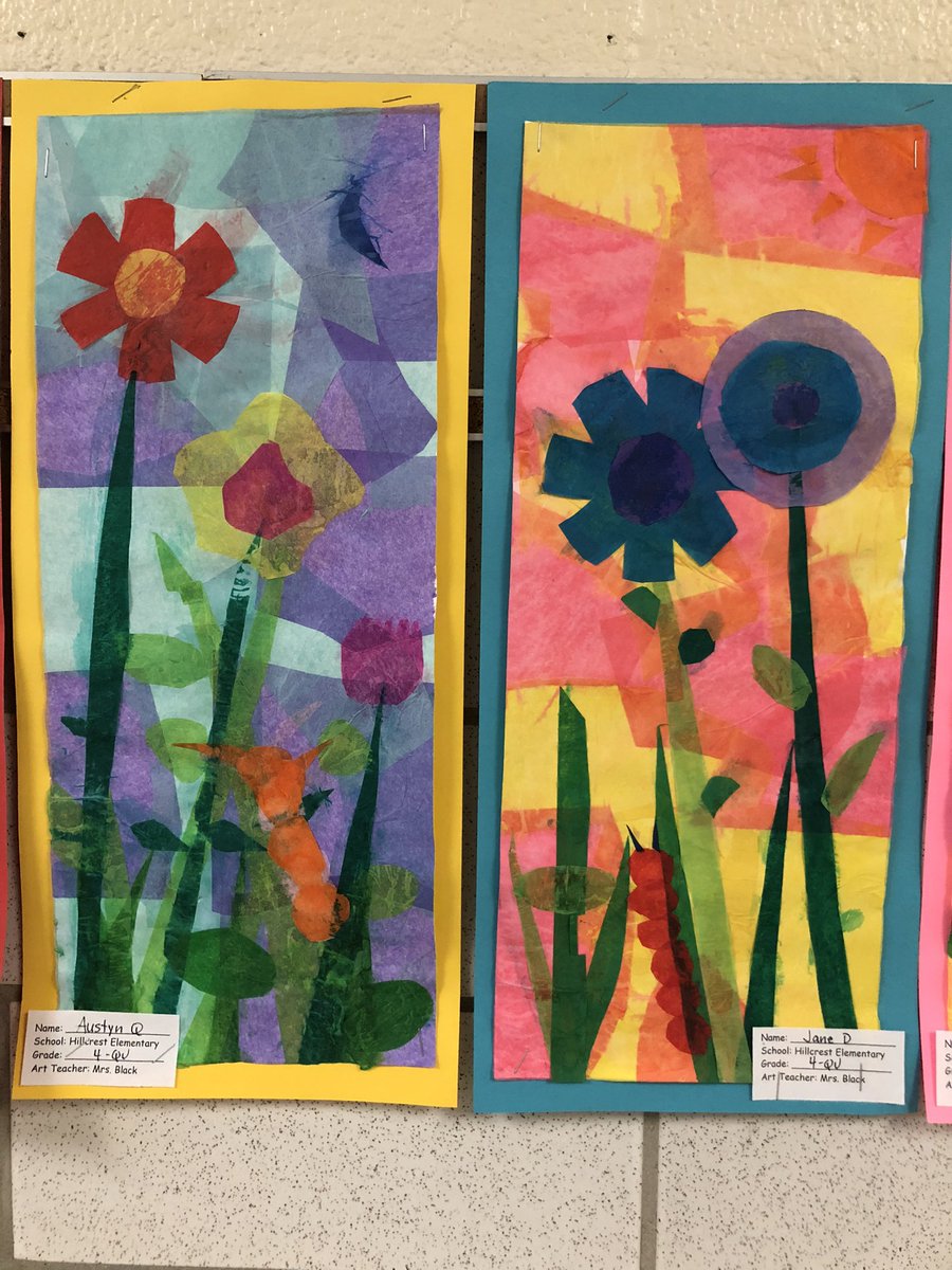 4th Graders used layers of tissue paper to create Spring Collages. <a href="/HillcrestPTA/">Hillcrest ES PTA</a> <a href="/Hillcrest_BCPS/">Hillcrest Elementary</a> <a href="/RTwentey/">Ryan Twentey</a> <a href="/sfisherBCPS/">Sherri Fisher</a>