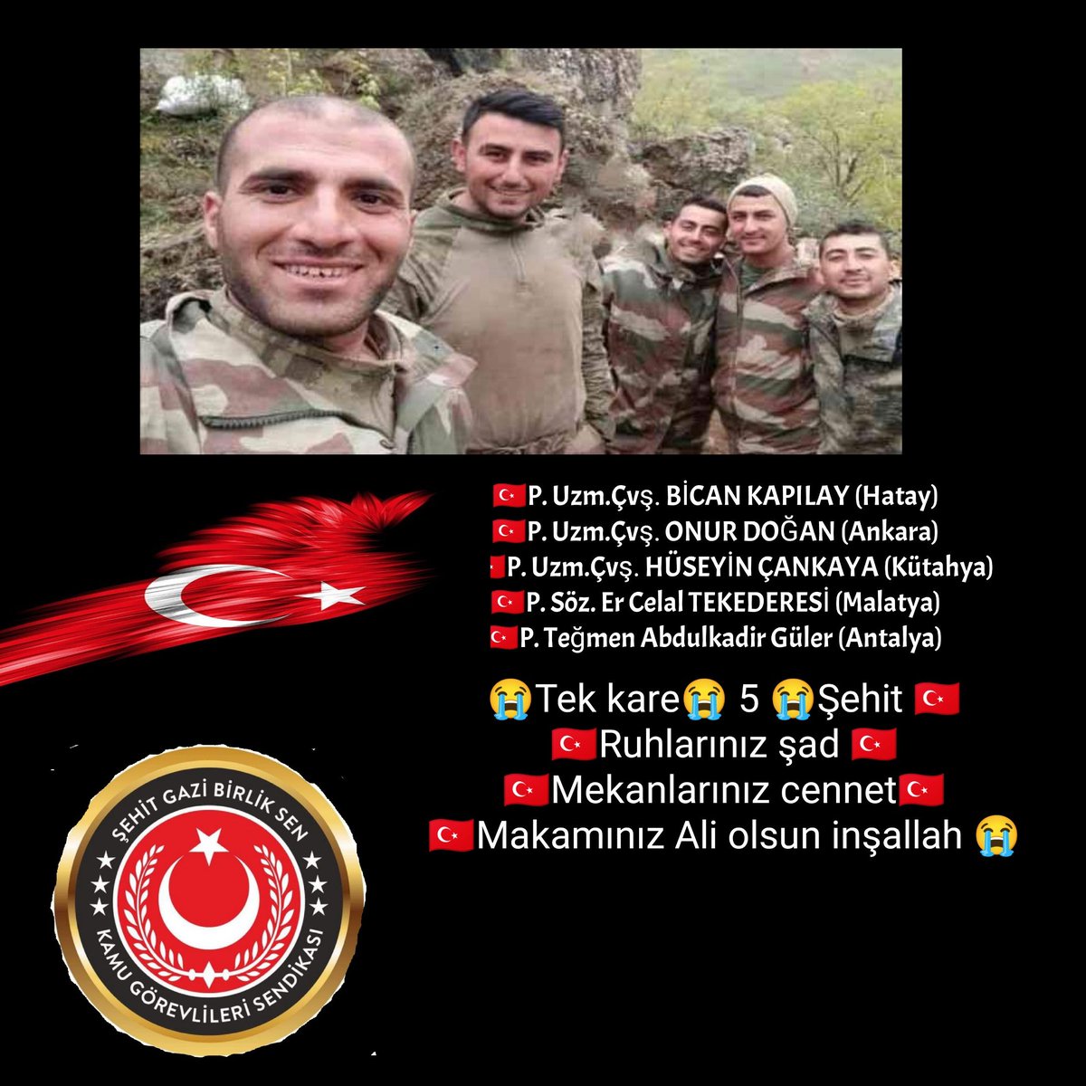 ArifGEDK3's tweet photo. #pencekilit #sehitlerimizvar #icisleribakanlığı  #mekanlarınız #cennet olsun https://t.co/8V8XdbxoKo