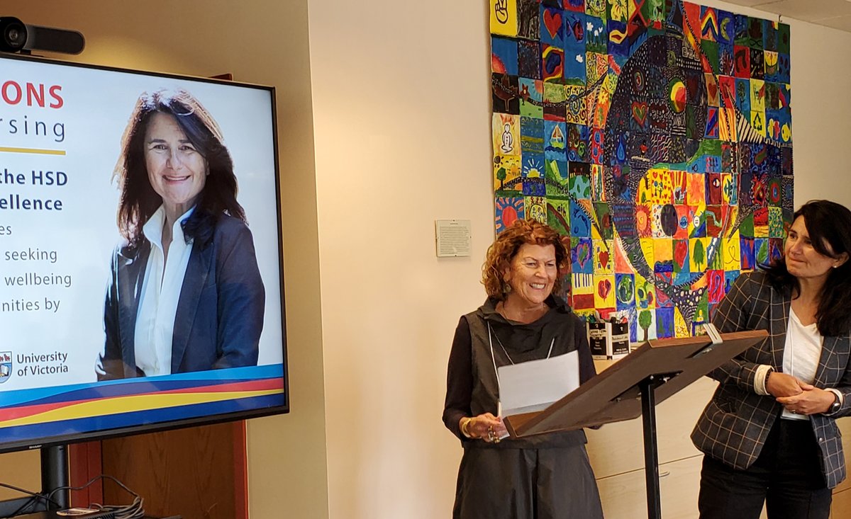 UVic HSD Research (@hsdresearch) on Twitter photo Nancy Clark looks on as Marcia Hills discusses why she nominated <a href="/clarkuvicnurs/">Nancy Clark</a> for the HSD Early Career Research Excellence Award. Congrats on winning, Nancy! <a href="/UVicHsd/">UVic HSD</a> <a href="/UVicNursing/">University of Victoria - School of Nursing</a> #researcher #Congrats Nancy Clark looks on as Marcia Hills discusses why she nominated <a href="/clarkuvicnurs/">Nancy Clark</a> for the HSD Early Career Research Excellence Award. Congrats on winning, Nancy! <a href="/UVicHsd/">UVic HSD</a> <a href="/UVicNursing/">University of Victoria - School of Nursing</a> #researcher #Congrats