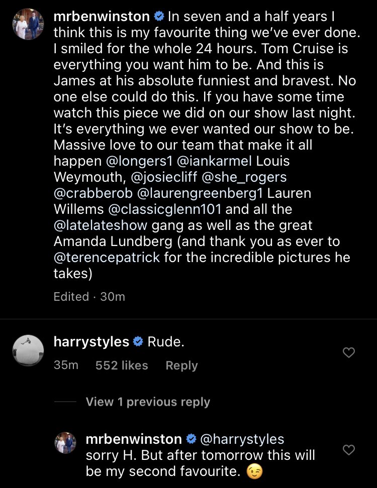 hsdaily's tweet photo. Harry commented on @benwinston’s Instagram post! https://t.co/lKFqk5wdXh