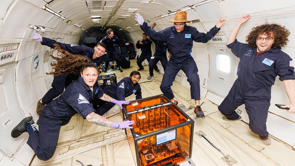 Cal_Engineer's tweet image. Berkeley students flip, float and experiment on zero gravity flight. From LA Times: Engineers put 3D printing technology to the test for possible use on future NASA space missions, bit.ly/3lBkEqo.

#Engineering #SpaceSciences