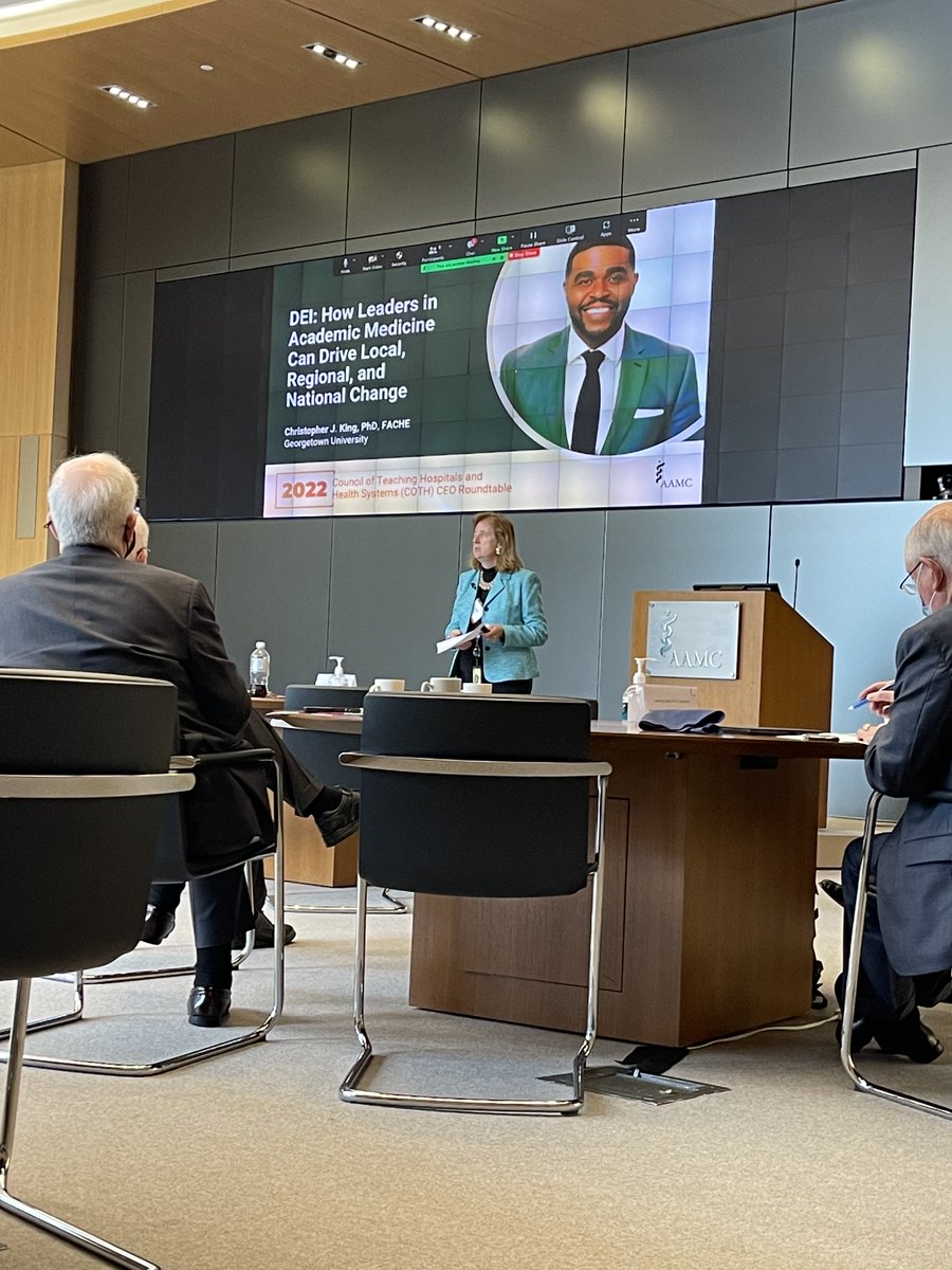 Dr. Christopher King (@Prvniskey) speaks on the imperative to embed DEI concepts in academic medicine at the @AAMCtoday's 2022 COTH CEO Roundtable. tinyurl.com/2zzrvdu8