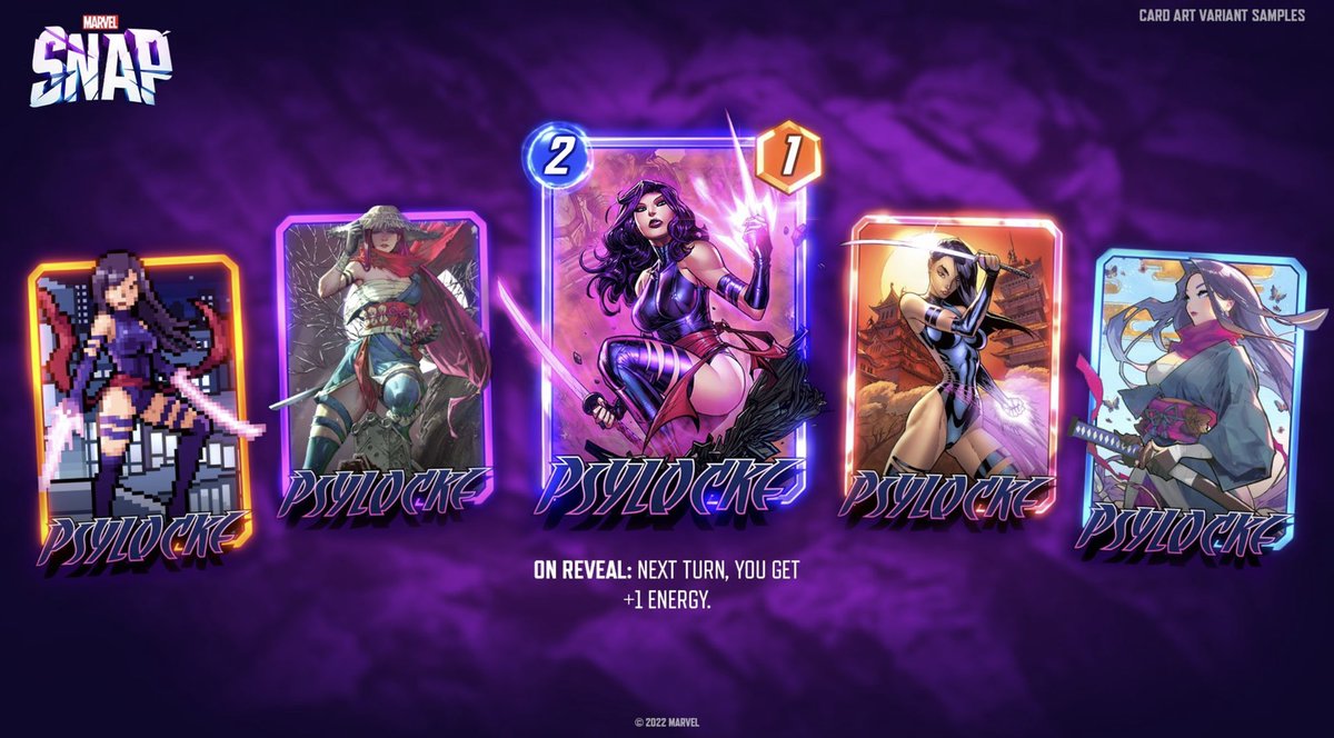 MarvelSnapVerse's tweet photo. Variantes da bela mutante Psylocke em Marvel Snap
#marvelsnap #psylocke #marvel #cardgames https://t.co/2UrVxYNpYz