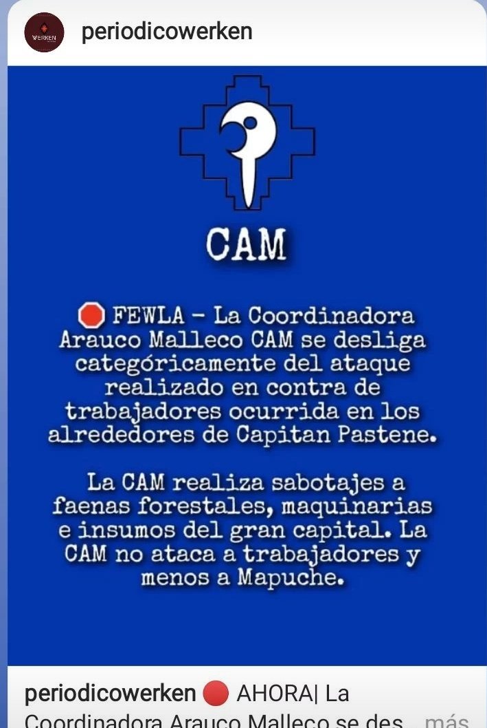 azetaene's tweet photo. El desmentido de la CAM ha sido tan rápido como contundente.
Es imperativo una respuesta del Ministerio del Interior del gobierno de Boric https://t.co/BjdoBtsVjE