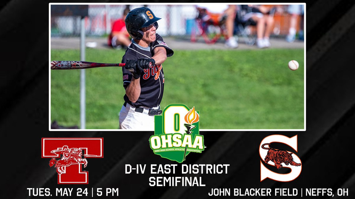 It’s another postseason gameday! 

We meet Toronto in a District Semifinal tonight at John Blacker Field in Neffs. First pitch scheduled for 5 PM. Winner takes on winner of #2 Hiland/#4 Frontier in the District Final on Thursday. 

Come support your Tigers! #GoTigers