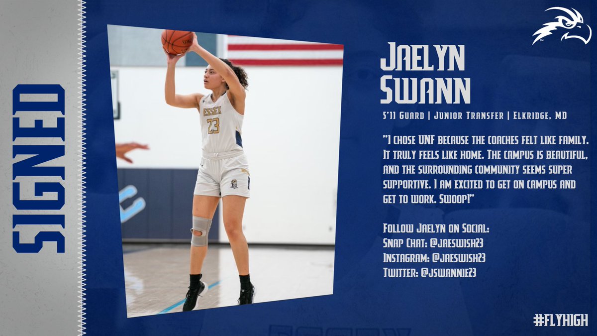 Our next 2022 signee is <a href="/jswannie23/">JaeSwish</a>!  Jaelyn is coming to us from CCBC Essex where she was absolutely lethal from the 3 point line, connecting on 107 treys last season. 

She &amp; <a href="/curlylyric22/">curlylyric</a> are twins! Give Jae Swish a follow on social &amp; welcome 2️⃣3️⃣ to the NEST 🐦💙!