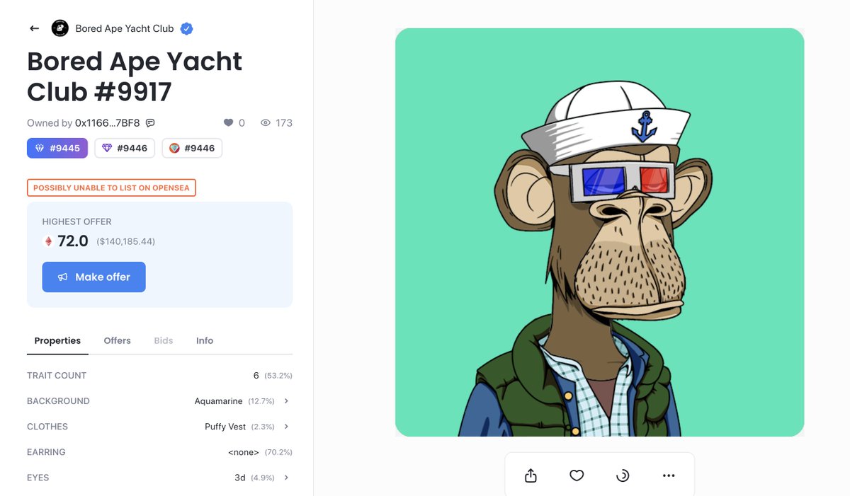 punk9059's tweet photo. The last x2y2 sale was an OS frozen BAYC for 91 ETH, 5% below OS floor. x2y2 made it clear the ape was frozen &amp; the buyer bought it. 

THIS is how things should work. Transparency between buyer &amp; seller. There is a price for frozen assets, let people buy em, just don't trick em. https://t.co/DJM5TmnB20