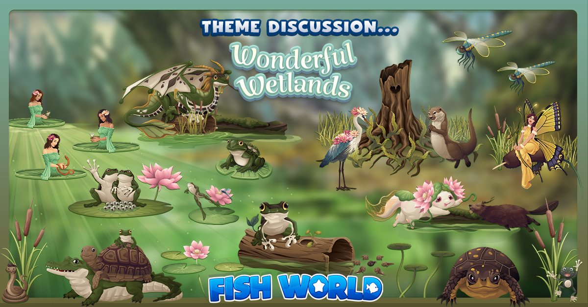 FishWorldGame's tweet image. Create your own nature art using the beautiful art from our new theme  "Wonderful Wetlands" 🌱

Inspired but the transforming of a tiny tadpole to a full-grown frog, the art revealed each day reflects this magnificent, species journey! 🐸
#Art #Game #Nature #Frog #NatureArt #Cute
