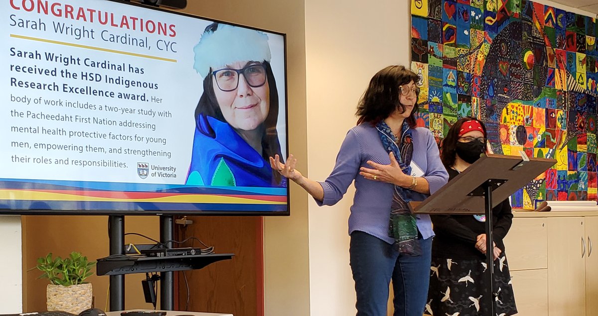 UVic HSD Research (@hsdresearch) on Twitter photo More congrats! Sarah Wright Cardinal stands next to <a href="/LeaPoitrasKelly/">Leanne Kelly</a> as Leanne reveals why she nominated Sarah for the HSD Indigenous Research Excellence Award. Congratulations, Sarah, on winning! <a href="/uvic_cyc/">uvic_cyc</a> <a href="/UVicNursing/">University of Victoria - School of Nursing</a> <a href="/UVicHsd/">UVic HSD</a> #Congrats #researcher More congrats! Sarah Wright Cardinal stands next to <a href="/LeaPoitrasKelly/">Leanne Kelly</a> as Leanne reveals why she nominated Sarah for the HSD Indigenous Research Excellence Award. Congratulations, Sarah, on winning! <a href="/uvic_cyc/">uvic_cyc</a> <a href="/UVicNursing/">University of Victoria - School of Nursing</a> <a href="/UVicHsd/">UVic HSD</a> #Congrats #researcher