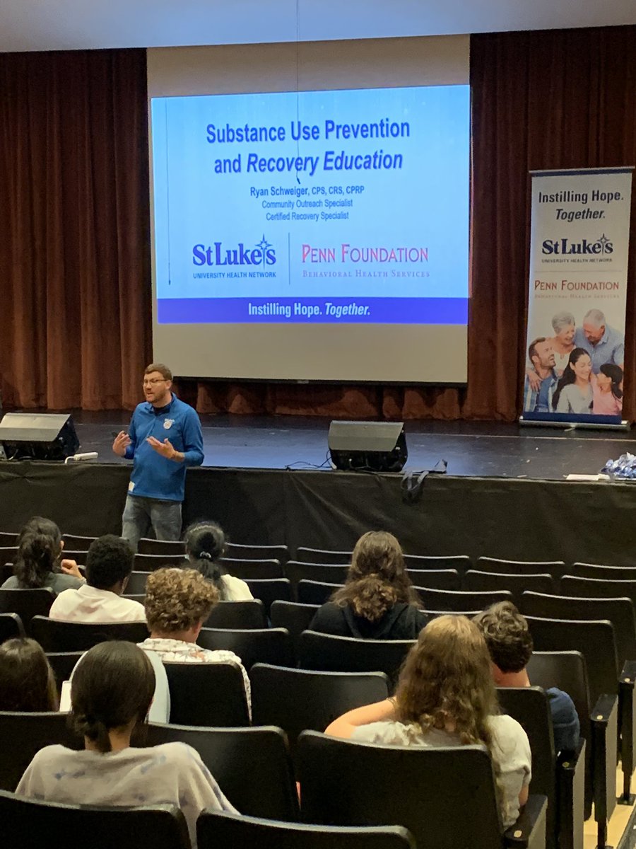 Terrific presentation today for our 9th grade students!  Ryan S. From the Penn Foundation and St. Luke’s!  <a href="/MissNolanHPE/">Ms. Nolan</a> <a href="/CBahendershot/">Angela Hendershot</a> <a href="/CBUnamiMS/">Unami Middle School</a> <a href="/PennFoundHope/">St. Luke's Penn Foundation</a>