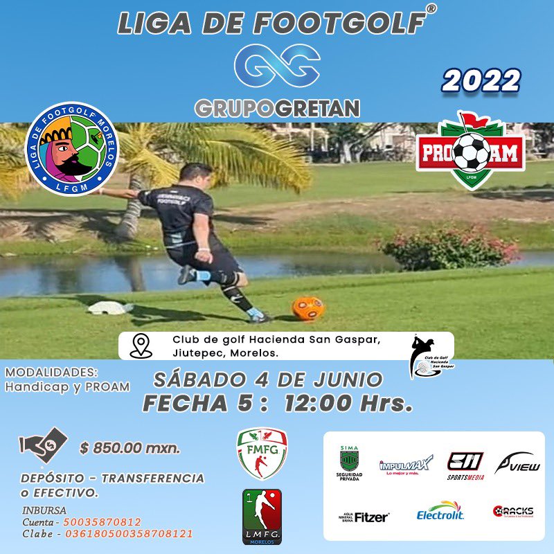 FootGolfMorelos's tweet photo. ⚽️⛳️ Fecha 5 (Final de Apertura) de la Liga de FootGolf Grupo GRETAN 2022.

#FootGolf #Morelos #GrupoGretan #FMFG #ProAm https://t.co/sU70fXhz6k