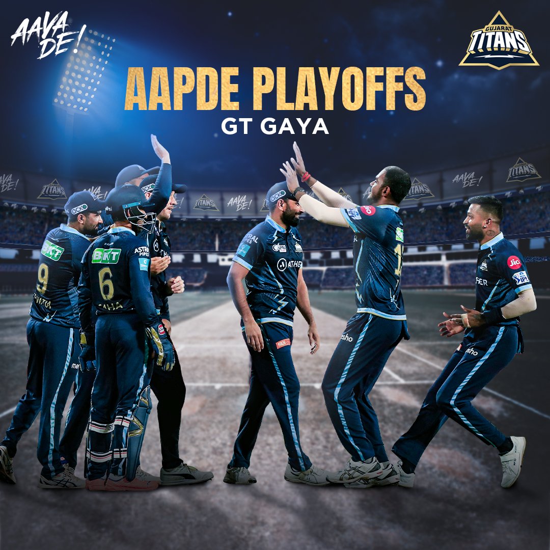gujarat_titans's tweet photo. First Playoffs. First Win. First Final.

#SeasonOfFirsts 🔥

#GTvRR | #AavaDe | #IPLPlayoffs | #TATAIPL https://t.co/lq9Cg9ajGM