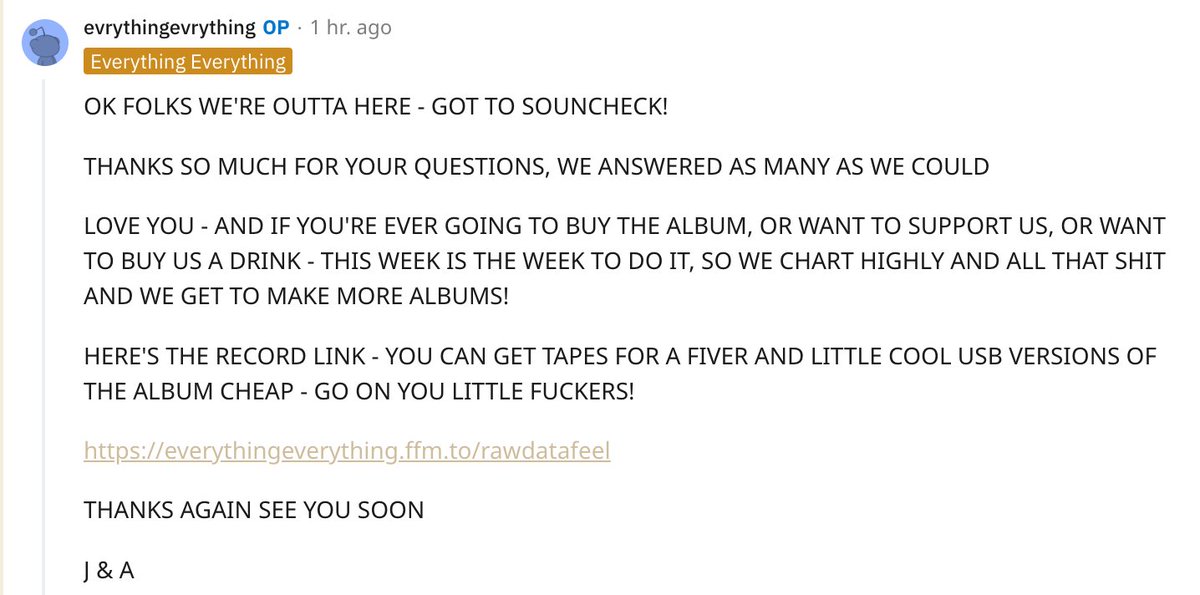 _AtTheBorder's tweet image. From the reddit AMA - buy the album, buy another copy if you can THIS WEEK! #RawDataFeel @E_E_  Link to shop: everythingeverything.ffm.to/rawdatafeel
