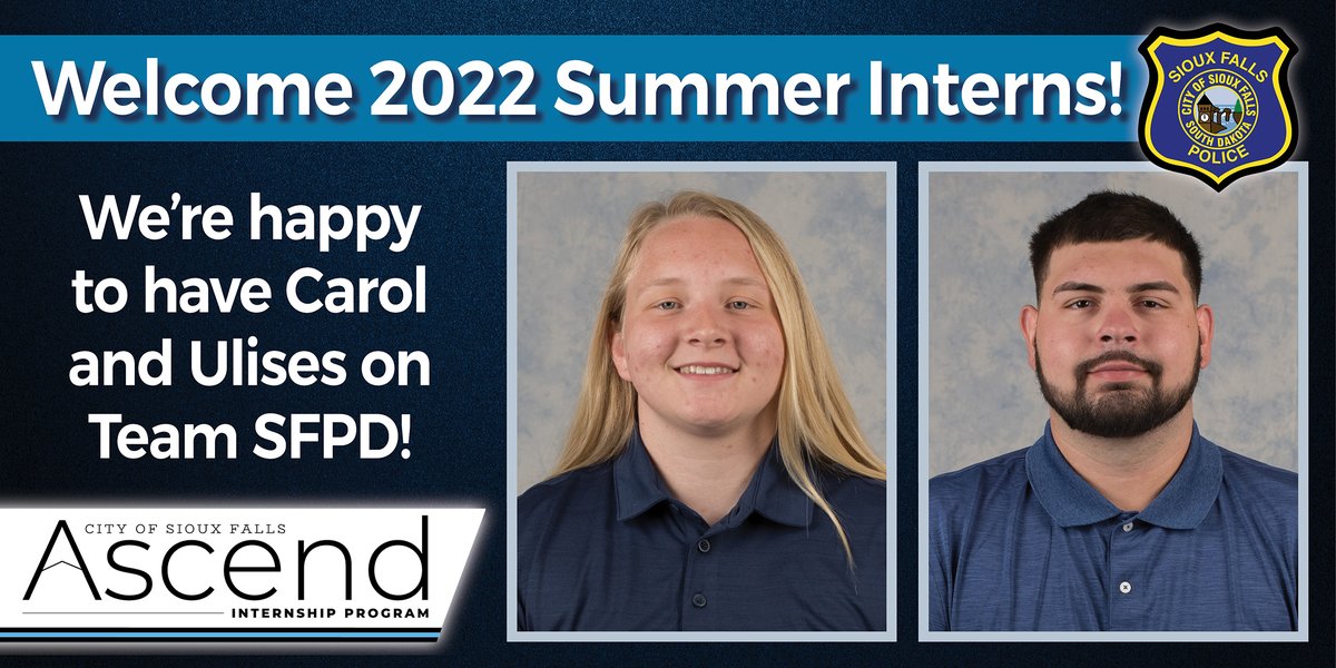 siouxfallspd's tweet photo. This is the second summer for the @CitySiouxFalls Ascend Internship Program.  These interns will complete 10 weeks of exploration into the SFPD and a future career in law enforcement.  Watch for updates on their experiences. /794 https://t.co/Fp8HAEisYM
