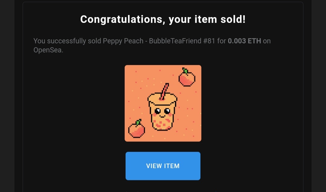 BubbleFriendNFT's tweet photo. 🧋SOOOOOOLD🧋 

Our lovely Peppy Peach🍑🧋 found a new friend @TurtleArmy_NFT 🥰❤

Thank you so much, you just received your free BubbleTeaFriend🥰❤

#NFTCommunity #NFT https://t.co/cQkKwbPNUE