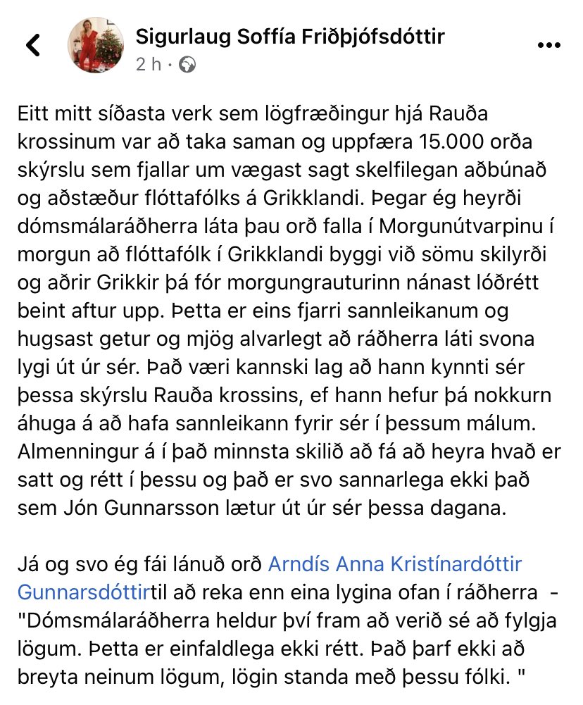 Í ljósi ummæla dómsmálaráðherra fæ ég að deila þessu hingað áfram