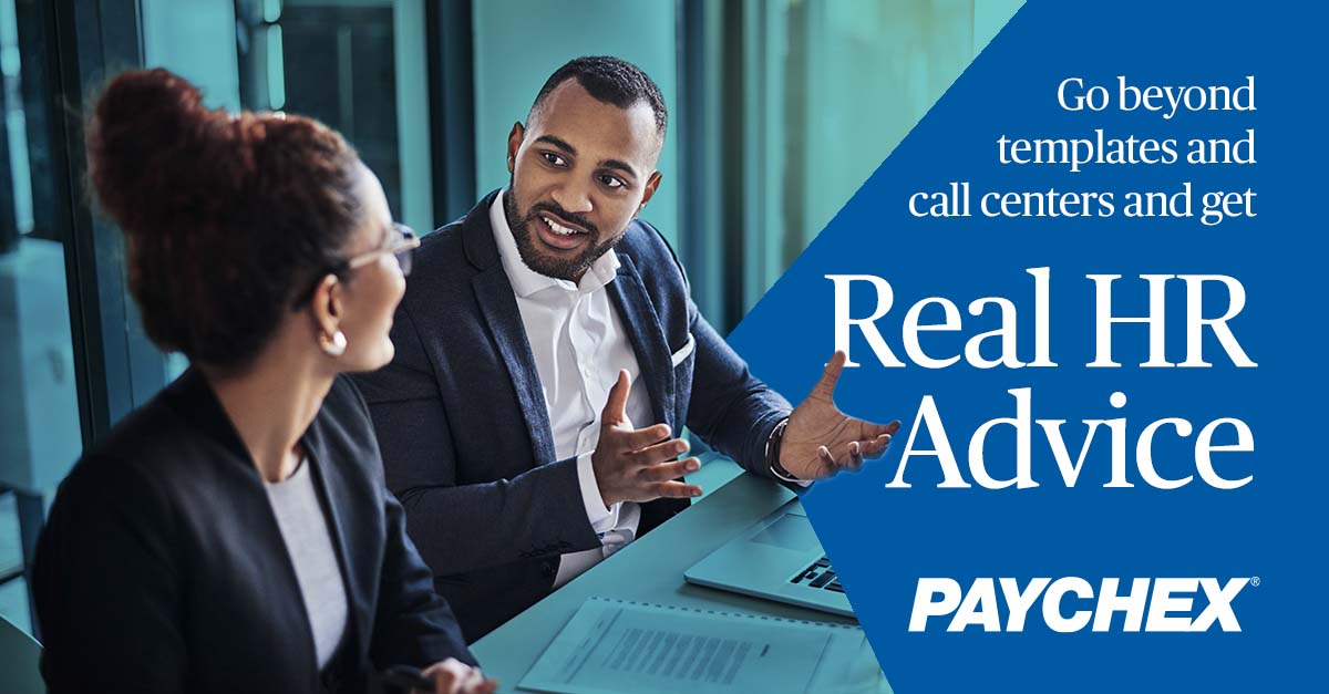 Paychex's tweet photo. Businesses today face complex #HR regulations and changes. How could your company benefit from the timely insights of a dedicated HR professional? With Paychex HR services, you’ll receive personal guidance and a plan tailored to your needs. Learn more: https://t.co/6ICEOibnwG https://t.co/S2WPlpaPQW
