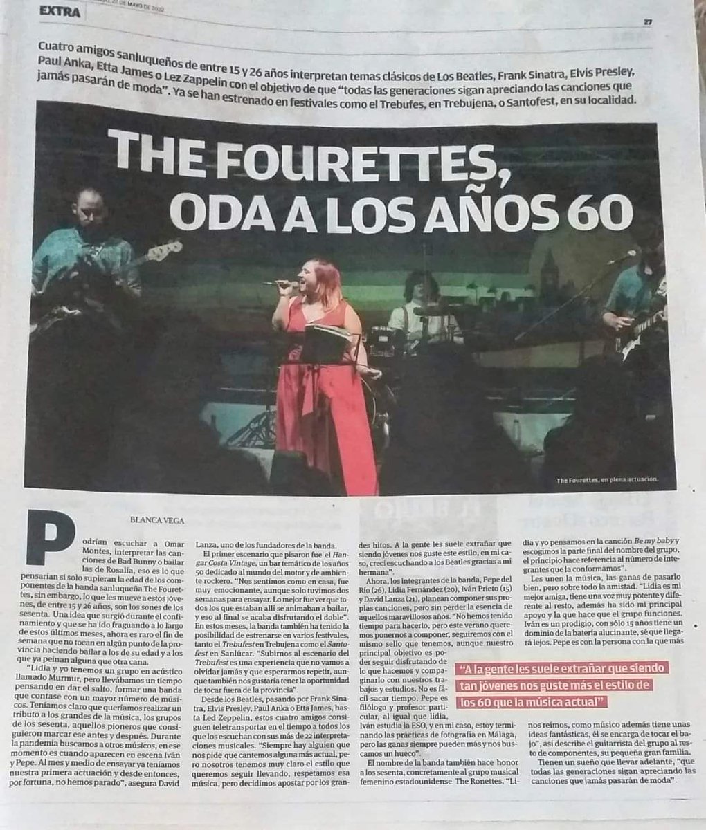 rauldoga10's tweet photo. @lavegablanca Hola Blanca, te escribo desde #sanlucar soy un conocido de un integrante de #thefourettes y queremos buscar la entrevista, sabes donde?? Sin más un saludo https://t.co/QNCzbAEhIg