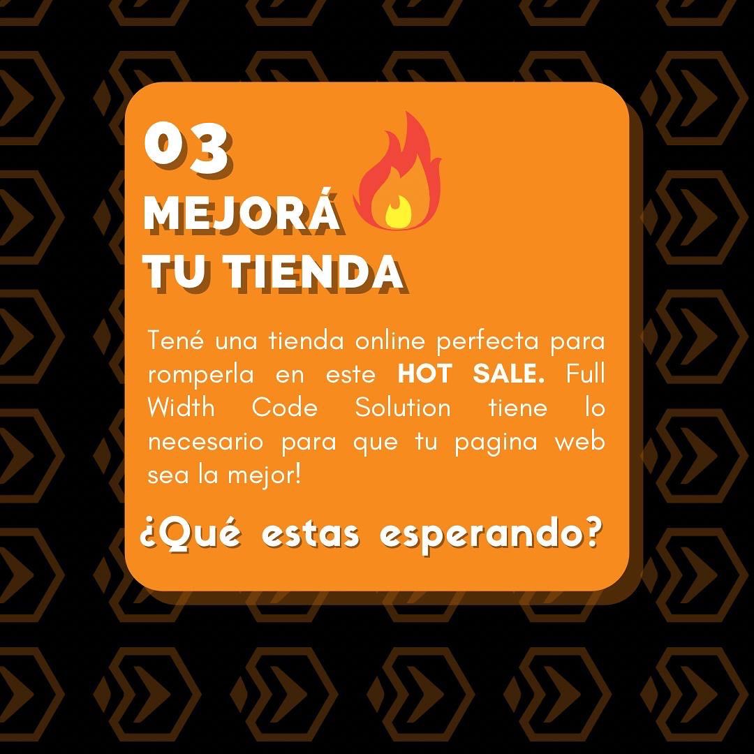 fullwidth_CS's tweet image. 3️⃣ súper ideas para romperla en este HOT SALE🔥
🙌 seguí @fullwidth_cs para más ideas
#DesarrolloeCommerce #Fullwidth #CodeSolution #MarketingBuenosAires
#DiseñoWeb #SEO #PuntosDeVenta #Integraciones #LandingPage #NegocioOnline