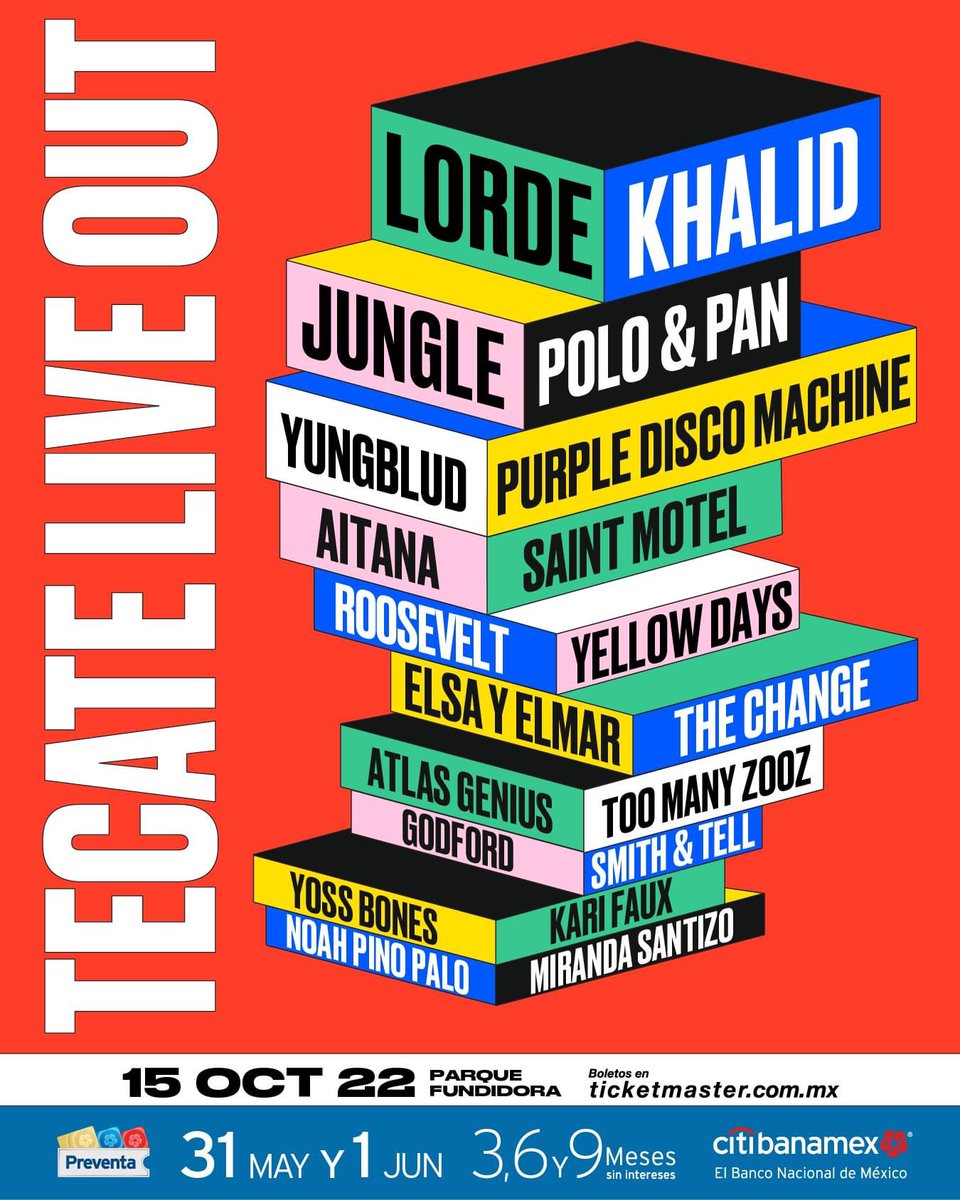¡Va el cartel oficial del Tecate Live Out 2022!

15 de Octubre en el Parque Fundidora de Monterrey, Nuevo León; boletos a la venta a partir del 31 de Mayo.