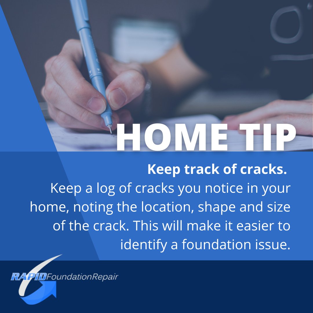 rapidfoundatio1's tweet photo. HOME TIP: Keep track of cracks. 
If you start to notice cracks in your home, keep a log of where the cracks are located, how big they are, and how much they change. If you see cracks, and you’re not sure if they are a cause for concern, give us a call! 605-716-0300 https://t.co/MTaseYoEcH