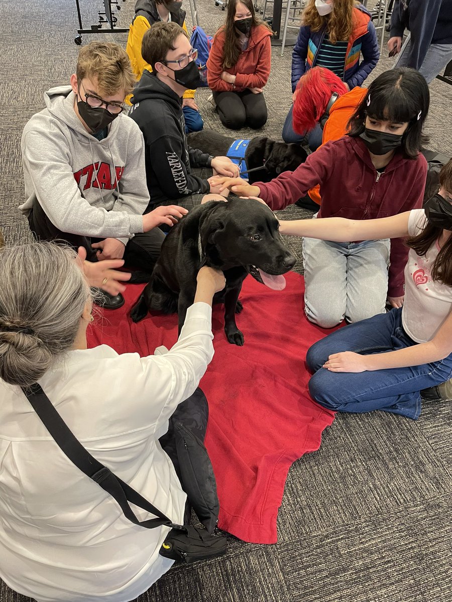 A little reprieve during finals week @DTSchoolSeattle thank you <a href="/canineorg/">Canine Companions®</a> @BrianCDTS <a href="/SueABelcher/">Sue Belcher</a>
