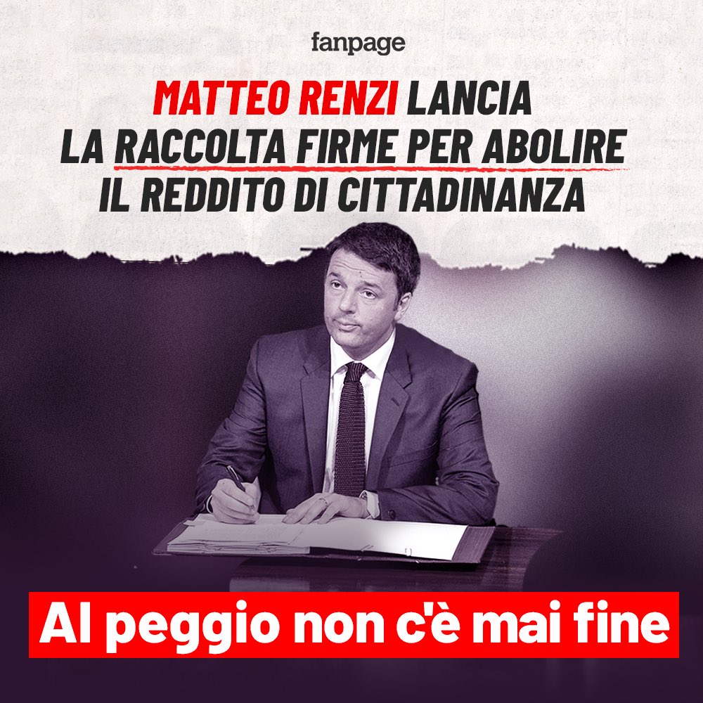 Il campione dei referendum, quello che o li perde o li sbaglia, lancia una nuova raccolta firme: quella contro il #RedditodiCittadinanza.

Leggi: facebook.com/photo.php?fbid…