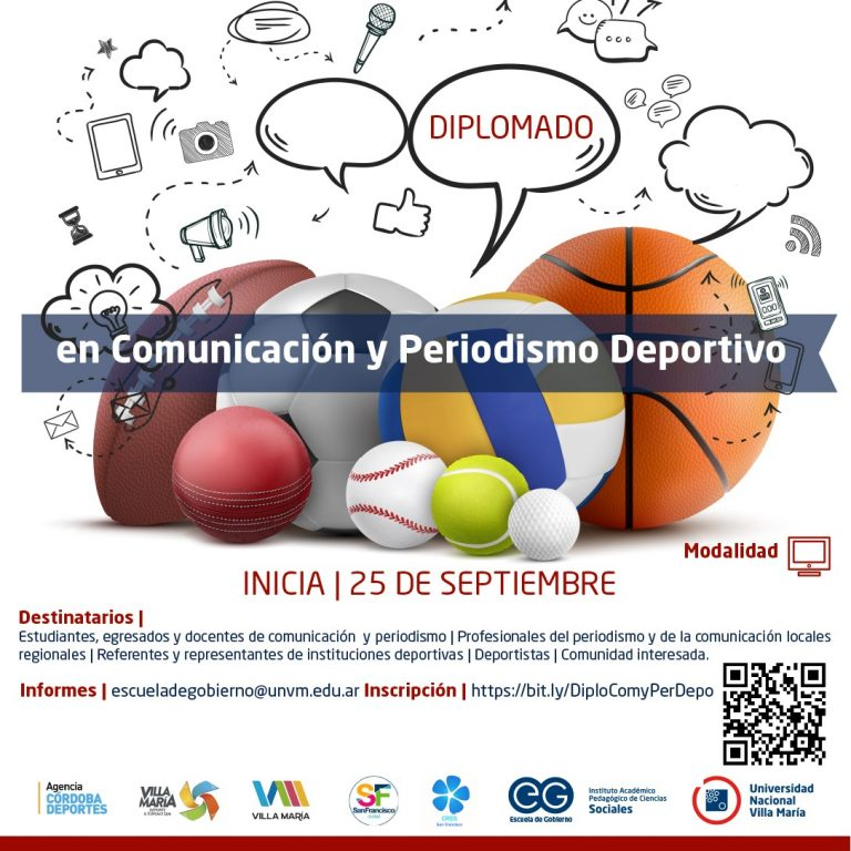 UNVM's tweet photo. Diplomado en Comunicación y periodismo deportivo 🎙️ 

👉 Organiza: #IAPCS, en conjunto con la Agencia Córdoba Deportes, la @MuniVillaMaria, la Municipalidad de San Francisco y el @CRESSanFco.

Inicia: 25 de septiembre - modalidad virtual 💻

Inscripción: https://t.co/bkuKFUyilB https://t.co/UxcTtWanAy