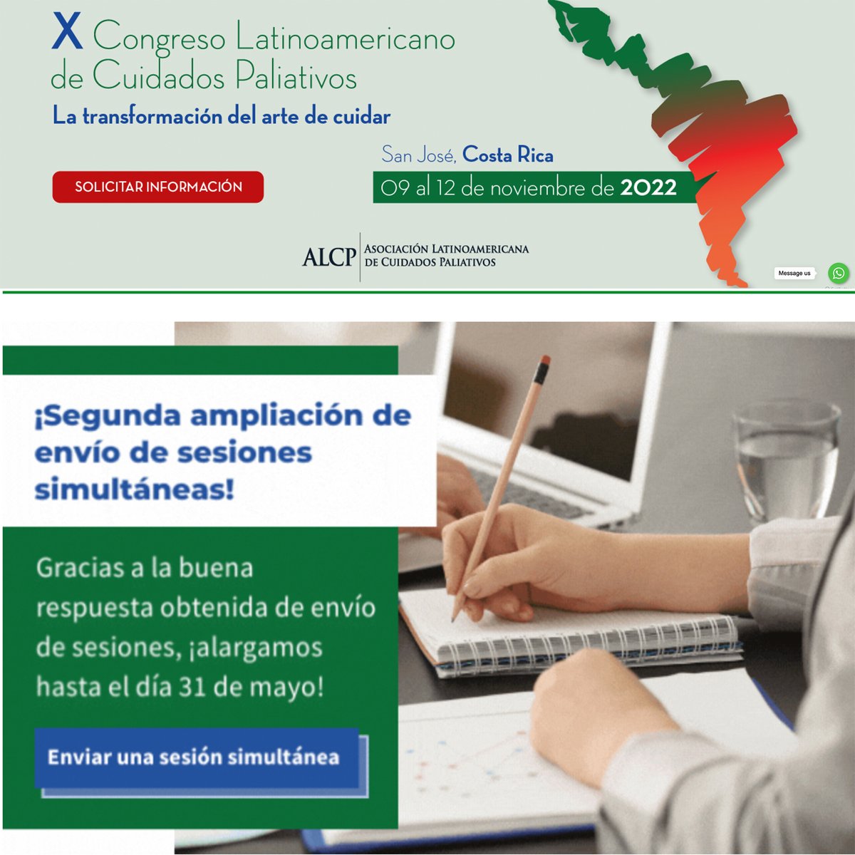 ¡Ampliamos el plazo de envío de sesiones simultáneas hasta el 31 de mayo! Modalidades: panel, taller y debates pro/contras.  Más información 👇
alcp2022.com/sesiones-simul…
 #ALCP #asociacionlatinoamericanadecuidadospaliativos #xcongresolatinoamericanocuidadospaliativos