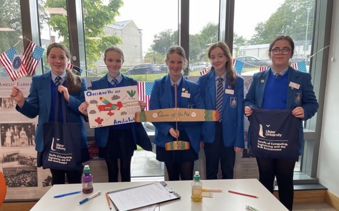 Well done to this great group of Y9 girls from @SaintMarysDerry @EduRAEng Amelia Earhart #STEM Challenge.