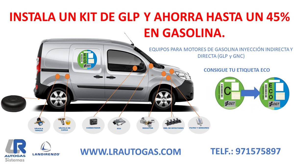 tomeubonet's tweet photo. La opción más práctica y económica para ahorrar en combustible y ser #Eco es sin duda instalar un sistema de #GLP #Autogas #GNC a tu coche.
- Ahorro de hasta un 45%
- Etiqueta ECO para circular sin restriccione.
- Mayor autonomía.
- Amplia red de puntos de carga. https://t.co/ktmh6Cl6Sk