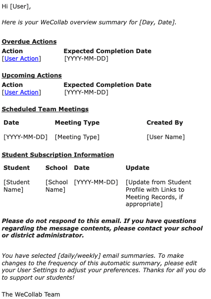 Ensure greater accountability for teams with the ability to review assigned actions, monitor supports, and send email summaries automatically to users.

Schedule a conversation to learn more! bit.ly/wecollabconvo #wecollab #jcs #jigsawlearning #collaborativeresponse