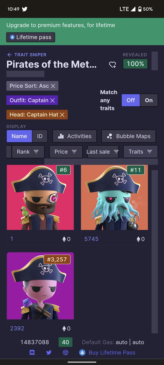 🚨 Attn: In the case to unmask Agent 011, MVSS presents the following information. 🚨
Only 3 pirates have the Captain Hat and Captain outfit. The clear obvious traits are the tentacle face and silver hook.
