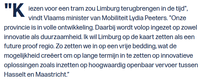 Wie dit uitspreekt heeft echt geen enkel idee van hoe openbaar vervoer in elkaar zit. Hoe is op een vlotte manier op een vrije bedding een groot aantal mensen verplaatsen Limburg terugbrengen in de tijd? Hoe? <a href="/LydiaPeeters/">Lydia Peeters</a> <a href="/JohanDanen/">Johan Danen (Groen)</a> <a href="/willymiermans/">willy Miermans</a>  #spartacus