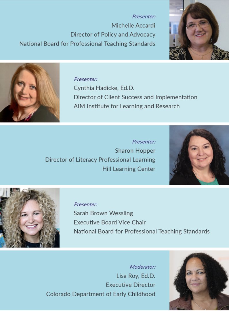 TODAY at 3pm ET! Join #LearningTuesdays (5/24) to talk about investing in #TeacherPD with <a href="/MichelleAccard1/">MichelleAccardi,NBCT</a> + <a href="/SarahBWessling/">Sarah Brown Wessling</a> of <a href="/NBPTS/">National Board</a>, <a href="/CindyHadicke/">Cindy Hadicke, Ed.D</a> of <a href="/AIMtoLearn/">AIM Institute</a>, <a href="/HillCenter/">Hill Learning Center</a> + <a href="/COShines/">Colorado Shines</a>. Register ➡️ ow.ly/eKhk50Jcl7b