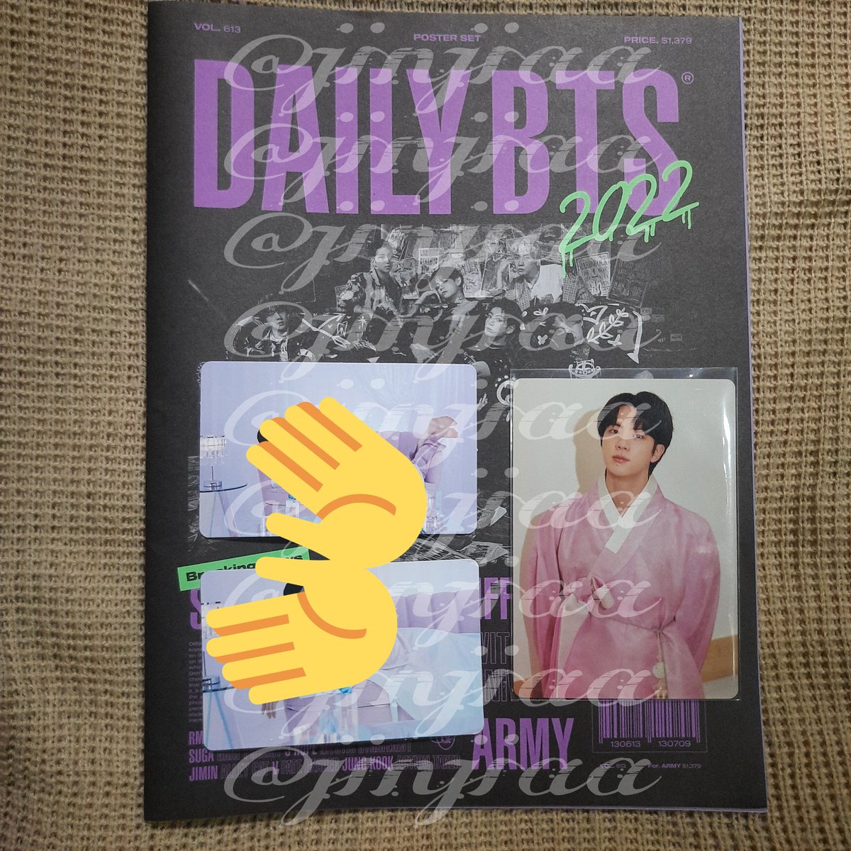 _jinjiaa's tweet photo. @jajanbhlabels Daily bts poster 70k jin dalmanjung 35K bisa shopee dom jateng https://t.co/kLtJ3sBbOB