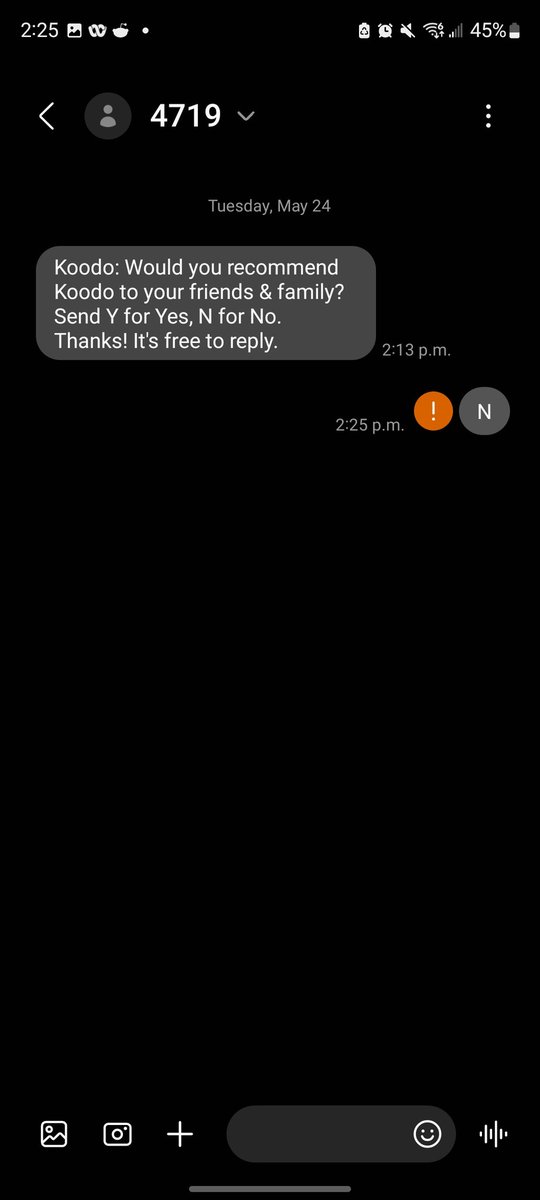 aponbhola's tweet photo. And that's why I would never recommend @koodo. I can't even send a reply to your survey question and you claim there's no network issue! #NPS= -100 https://t.co/cwVsrrG8R7