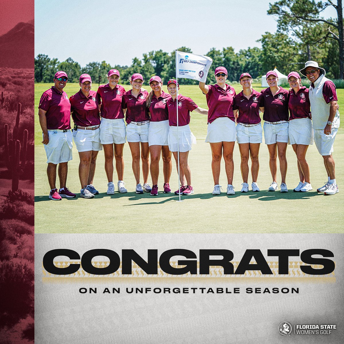 FSUGolf's tweet photo. .@CoachBondFSU and her Seminoles made history this year.  They are a special group who will be celebrated as a cornerstone team of this program's proud history.  

#NCAAGolf 
#OneTribe https://t.co/mkgvwPob9N