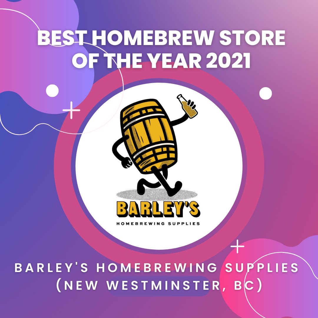 We received your votes, and the verdict is in. We are so excited to announce that Canada's Best Homebrew Shop of the Year 2021 goes to @barleyshomebrew! 

#homebrewshopoftheyear #canadahomebrews #newwestminster #bc #homebrew #beer #cider #supportlocal #brewing #homebrewshop