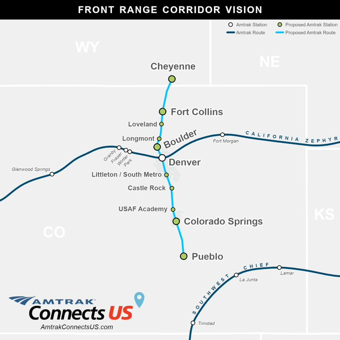 AmtrakNewEra's tweet photo. 📈 Colorado's population increased by 15% since 2010, at twice the national rate!

With a forecasted 35% population growth by 2045, we're proposing more Amtrak service for the Front Range to create new transportation choices, cut carbon emissions, and get cars off our roads. https://t.co/nq2cIbJh29