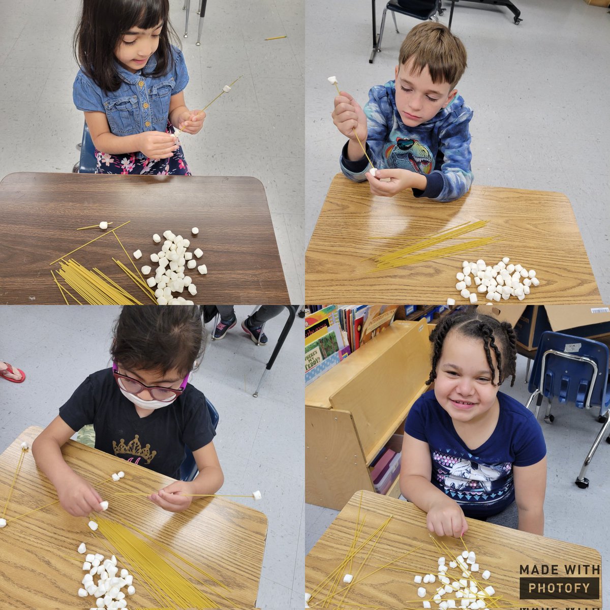 MissScott31's tweet photo. Today we used spaghetti and marshmallows to build! We also made an edible beach #ROCKHILLSTRONG #RESLearnLeadSucceed #RockysDen @RockhillES https://t.co/WvjZNWFFBA