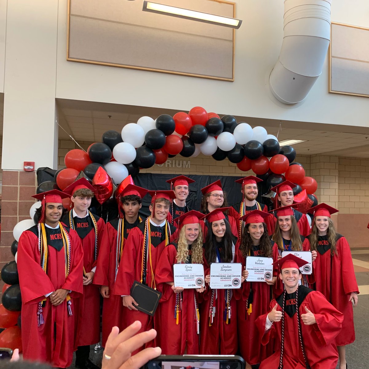 PrincipalPeckha's tweet photo. Two Outstanding Academies- One BIG celebration! Congrats to the MCHS Academy Seniors! @mchsmustangs #proudprincipal https://t.co/CgM5h5UfOd
